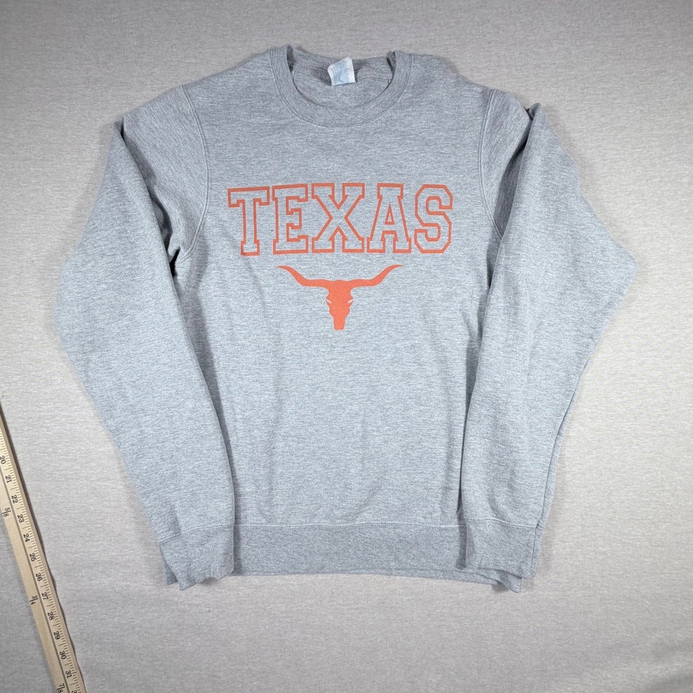 Texas Longhorns Crewneck Sweatshirt Gray Orange Men Small NCAA Football Softball